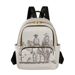 Western Cowboy Quilted Backpack Purse Fashion Small Backpack xD